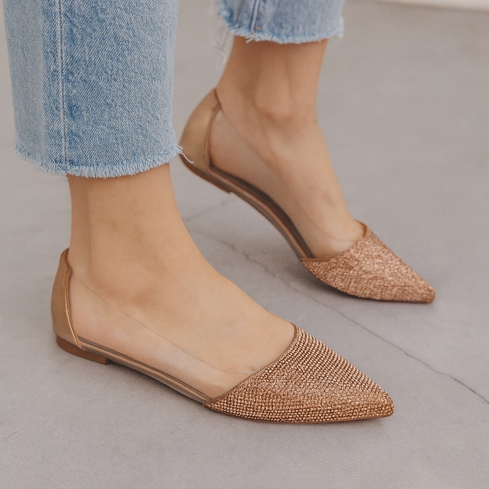 Glaze Sparkling Gold Women's Flats - Picture 2 of 5